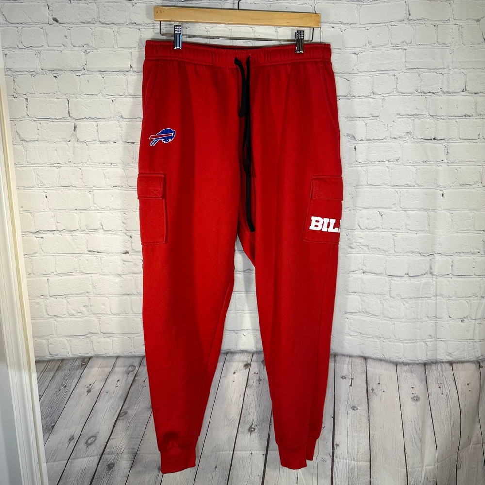 NFL Team Apparel Buffalo Bills Mens XL Red Cargo Sweatpants Joggers STA0523